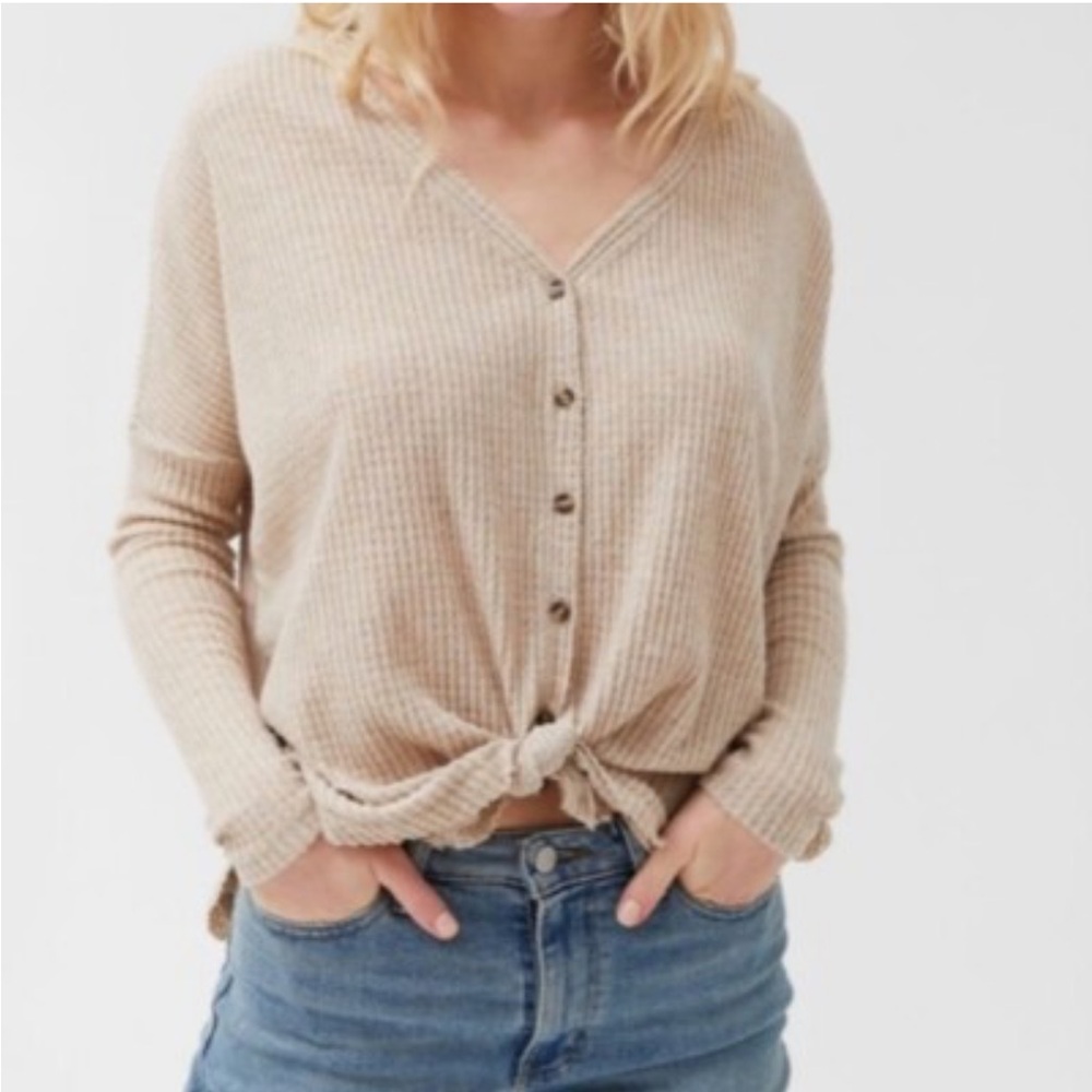 Urban Outfitters Tan Long Sleeve Button Down Shirt